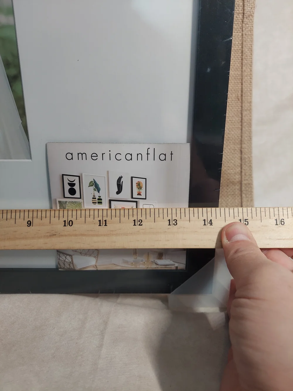 Americanflat 14x14 Square Picture Frame Matted for 5x7 Black NIB
